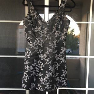 Vintage Size 6 Black And Silver leaves Bebe Dress